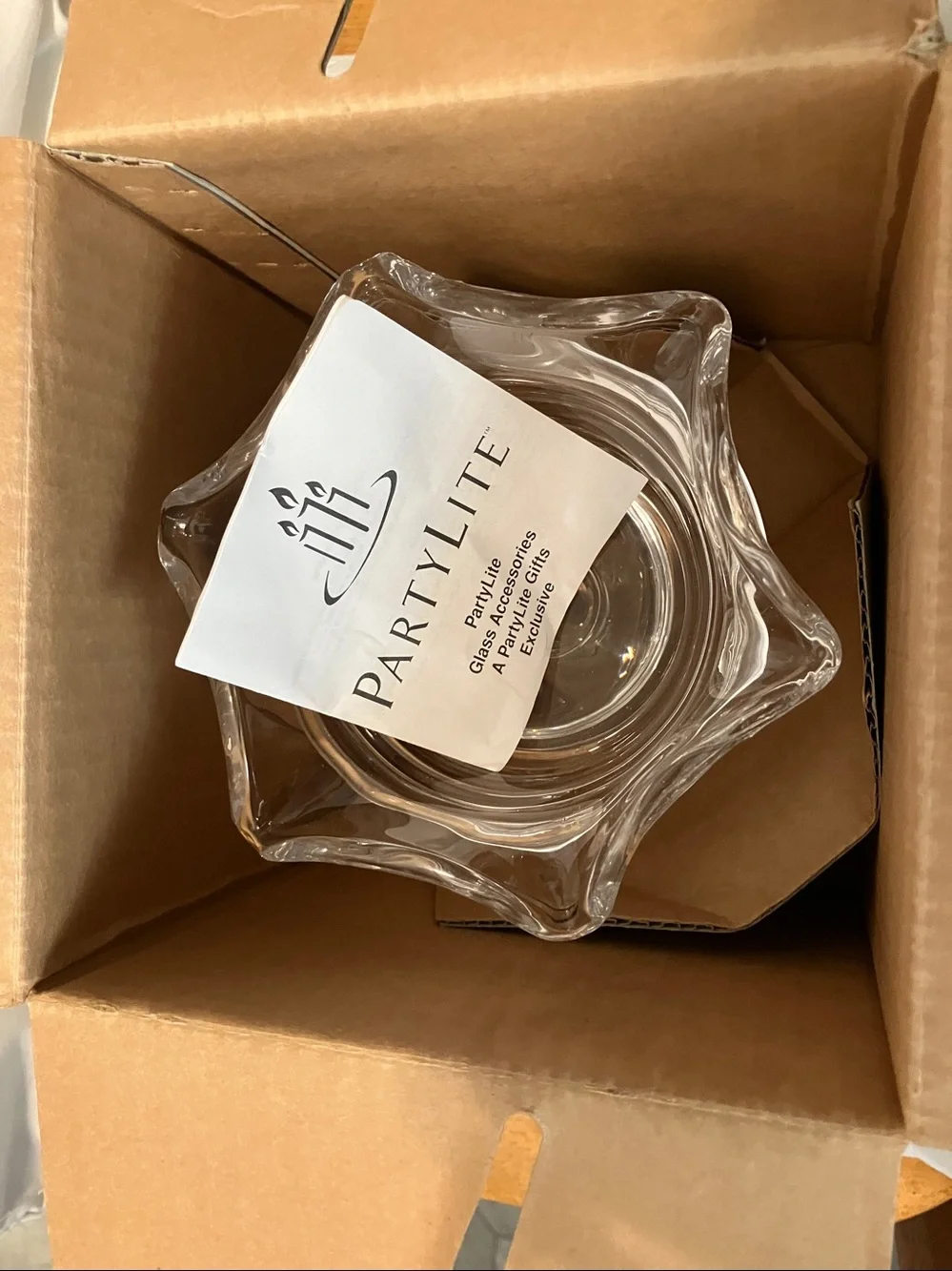 New.  Partylite. All glass “ Sundae “ style 5” -4” candle holder